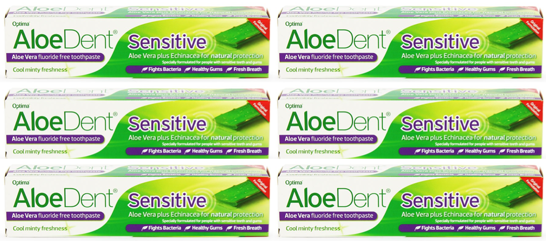 Aloe Dent - Sensitive Toothpaste - Fluoride Free - 100ml (6 pack)