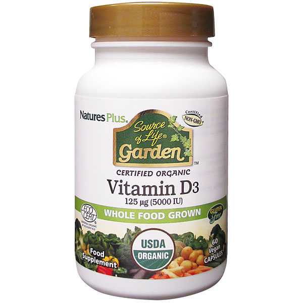 Natures Plus - Source of Life Garden Vitamin D3 5000 IU (60 Vegan Capsules)