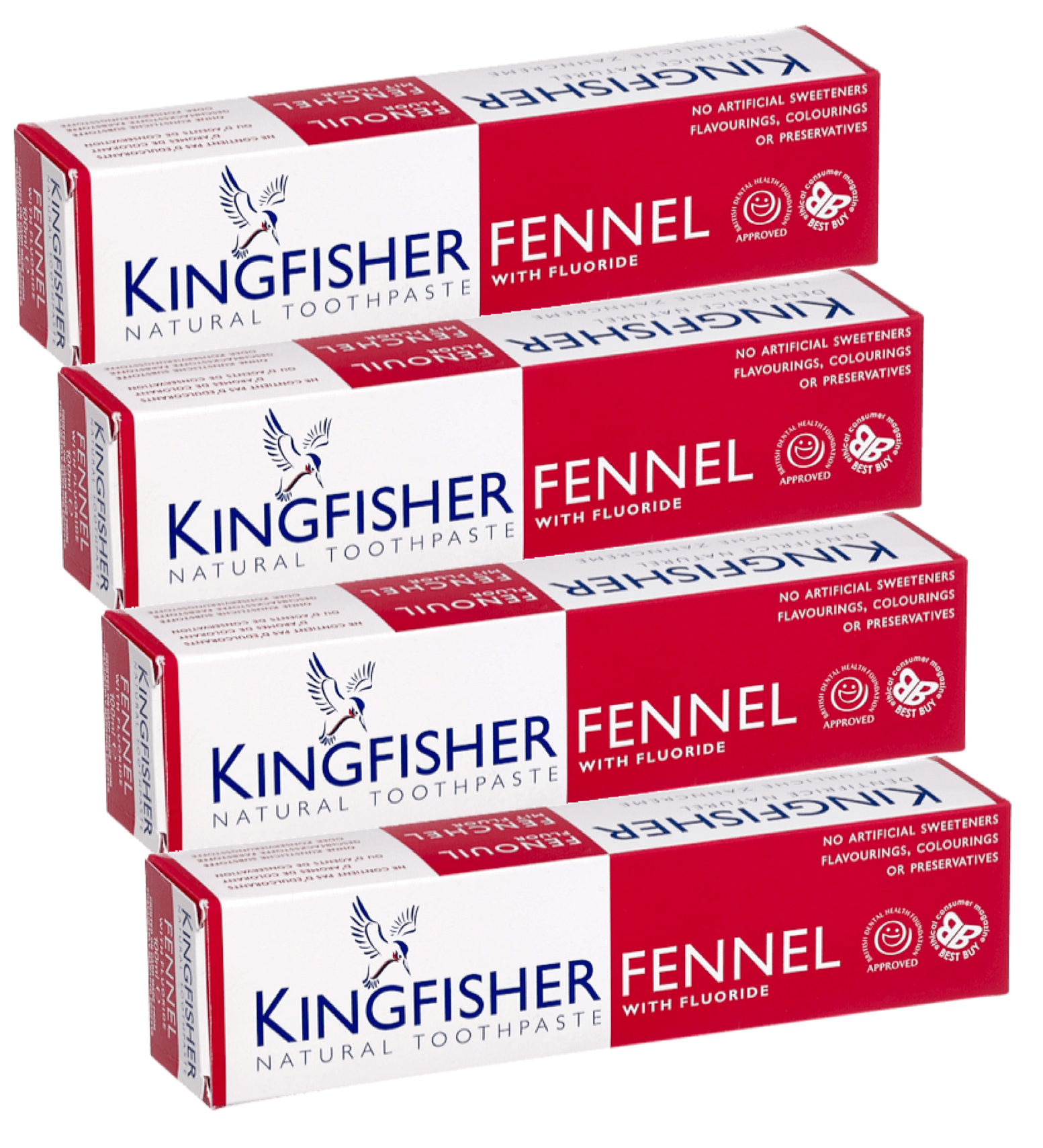 Kingfisher Toothpaste - Fennel with Fluoride Toothpaste (100ml) - Pack of 4