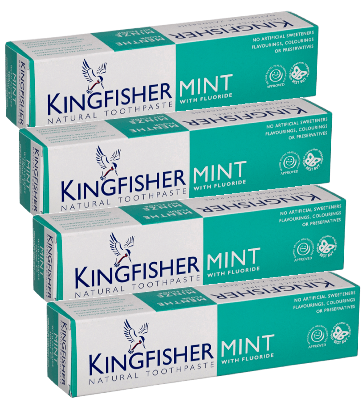 Kingfisher Toothpaste - Mint with Fluoride Toothpaste (100ml) - Pack of 4