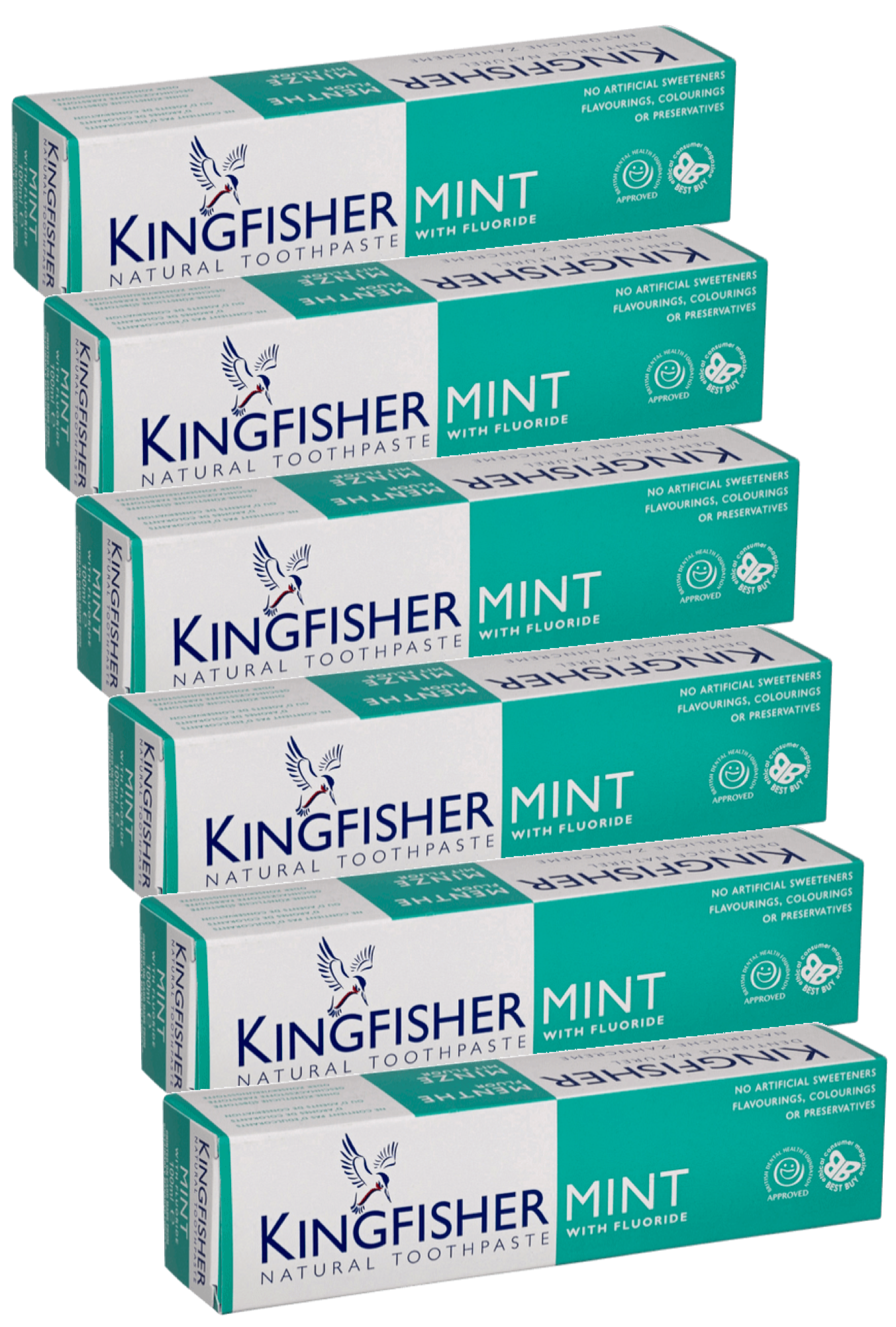 Kingfisher Toothpaste - Mint with Fluoride Toothpaste (100ml) - Pack of 6
