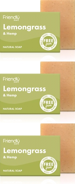 Friendly Soap - Lemongrass & Hemp Soap (95g) - Pack of 3