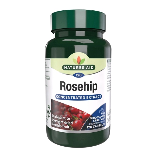 Natures Aid - Rosehip Extract 750mg (120 Caps) - For Joint Mobility
