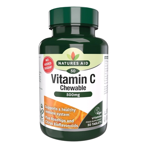 Natures Aid - Vitamin C 500mg Chewable - Sugar free (with Rosehips & Citrus Bioflavonoids) - 50 Tabs