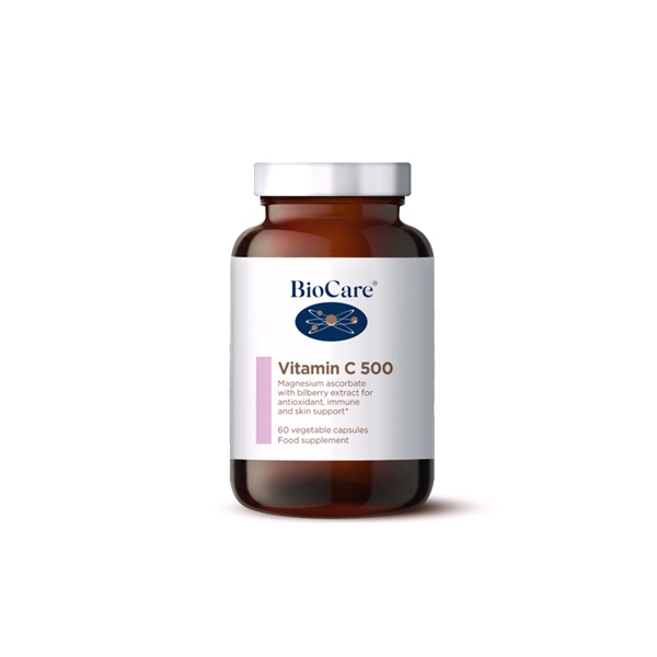 BioCare - Vitamin C 500mg (mag ascorbate with bilberry) CITRUS FREE (60 Veg caps)