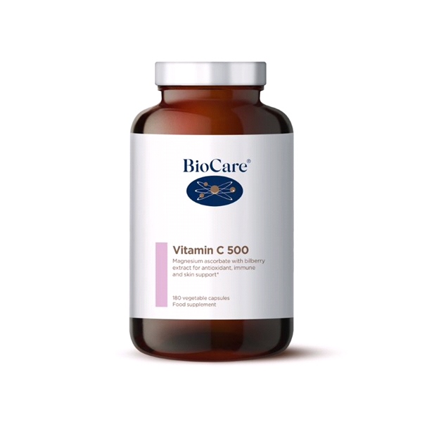 BioCare - Vitamin C 500mg (mag ascorbate with bilberry) CITRUS FREE (180 Veg caps)