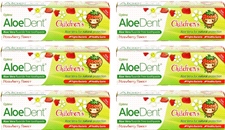 AloeDent Cool Strawberry Children's Toothpaste + Co Q 10, Tea Tree & Silica - 50ml (6 pack)