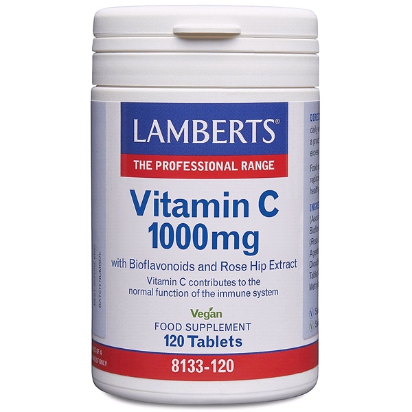 LAMBERTS - Vitamin C 1000mg with Bioflavonoids and Rose Hips (120 tabs)