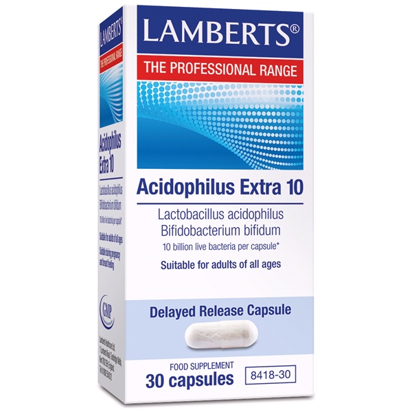 LAMBERTS - Acidophilus Extra 10 (10 billion friendly bacteria per capsule) 30 caps