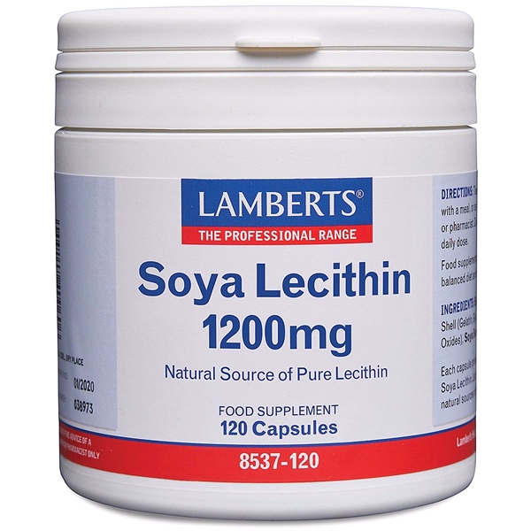 LAMBERTS - Soya Lecithin Capsules 1200mg - A rich source of phosphatidyl choline (120 capsules)