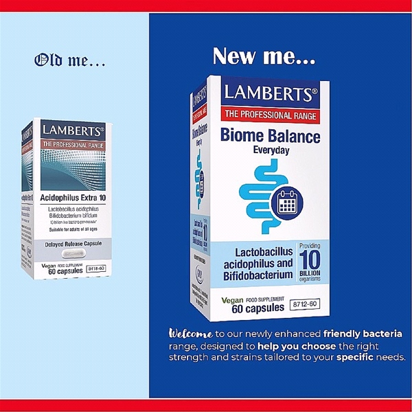 LAMBERTS - Biome Balance Everyday (10 billion friendly bacteria per capsule) 60 caps - Formerly Called Acidophilus Extra 10