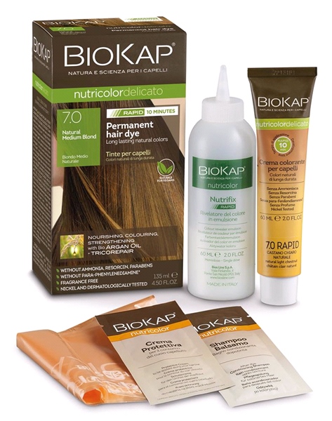 Biokap - Natural Medium Blond 7.0 Rapid Permanent Hair Dye (140ml)