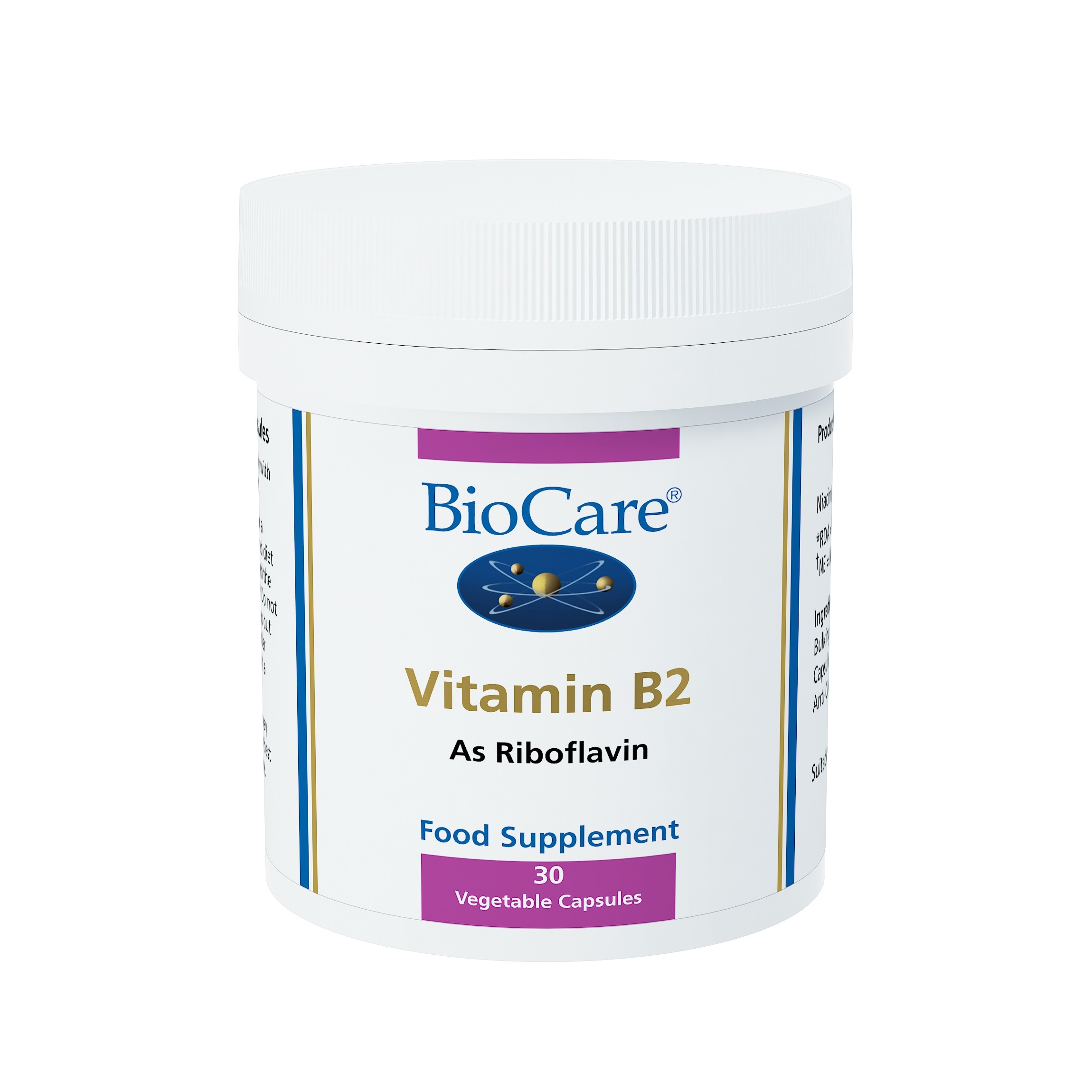 BioCare - Vitamin B2 (Riboflavin)  50mg (30 Veg Caps)