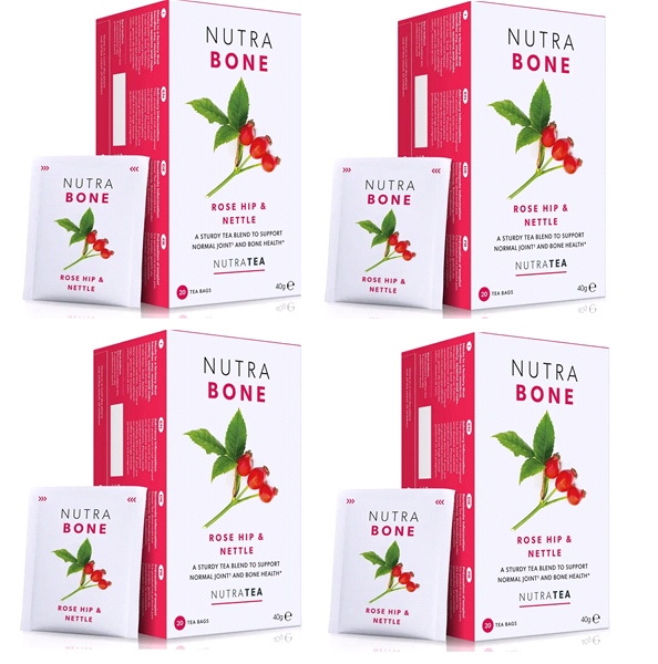 NutraTea - NUTRA BONE (ROSE HIP & NETTLE) - BONE HEALTH & SUPPORT (4 X 20 Biodegradable Tea Bags)