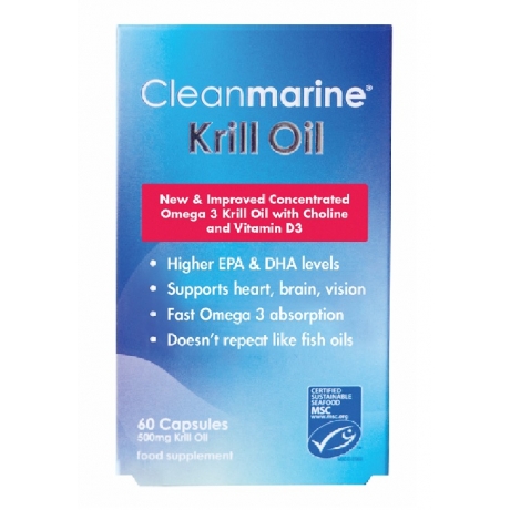 Cleanmarine - Krill Oil ( 590mg ) 60 Capsules - For Heart, Brain & Vision