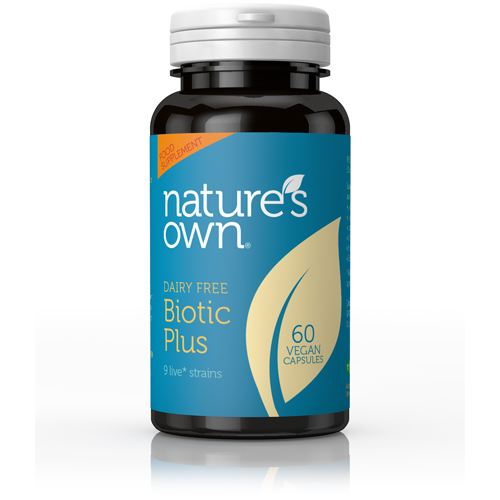 NATURE'S OWN - Biotic plus: 9 strains of freindly bacteria (With FOS) 60 veg caps