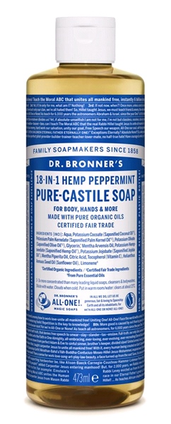 DR. BRONNER'S - PEPPERMINT PURE-CASTILE LIQUID SOAP  (473ml)