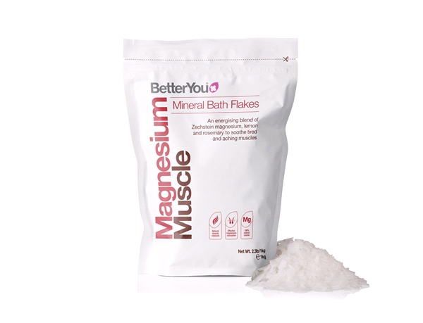 BetterYou - Magnesium Muscle Bath Flakes (1kg) - Pure magnesium bath flakes with energising essential oils