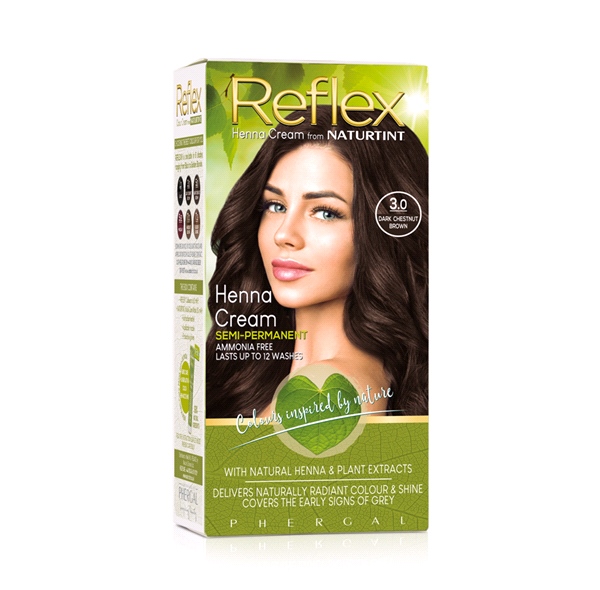 NATURTINT - Reflex Semi-Permanent Henna Cream 3.0 Dark Chestnut Brown – 110ml