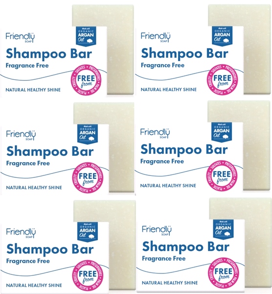 Friendly Soap - Shampoo Bar - Fragrance Free (95g) - Pack of 6
