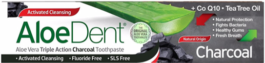 Aloe Dent - Activated Charcoal Toothpaste - Fluoride Free - 100ml