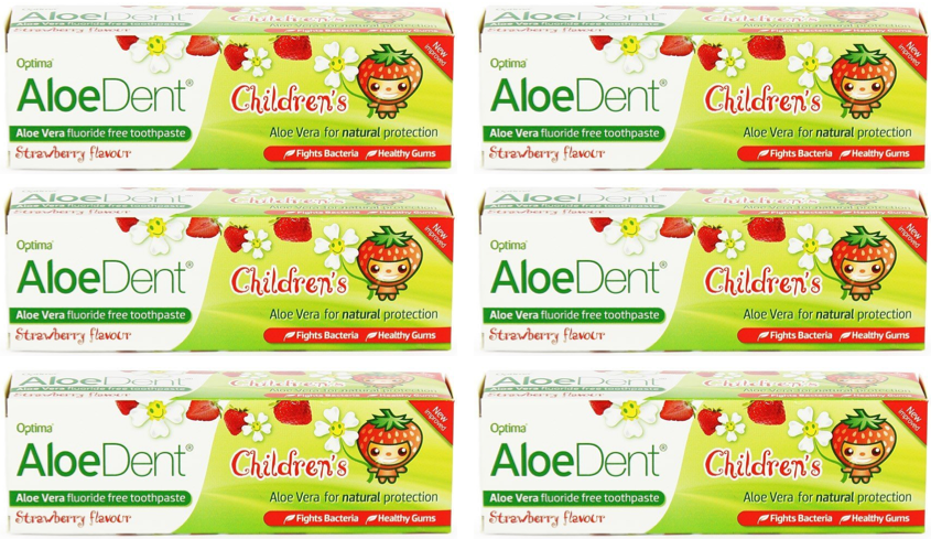 Aloe Dent - AloeDent Cool Strawberry Children's Toothpaste + Co Q 10, Tea Tree & Silica - 50ml (6 pack)
