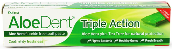 Aloe Dent - Original Triple Action Toothpaste - Fluoride Free - 100ml