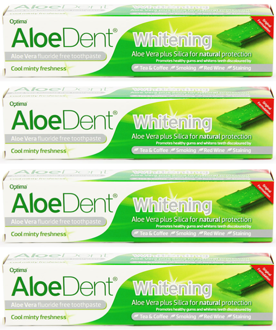 Aloe Dent - Whitening Toothpaste - Fluoride Free - 100ml (4 pack)
