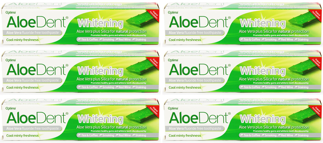 Aloe Dent - Whitening Toothpaste - Fluoride Free - 100ml (6 pack)