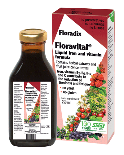 Floradix - Floradix FLORAVITAL Liquid IRON Formula (250ml) - Yeast & Gluten Free