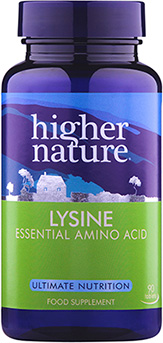 Higher Nature - Lysine 500mg (Essential amino acid) - 90 Veg Tabs