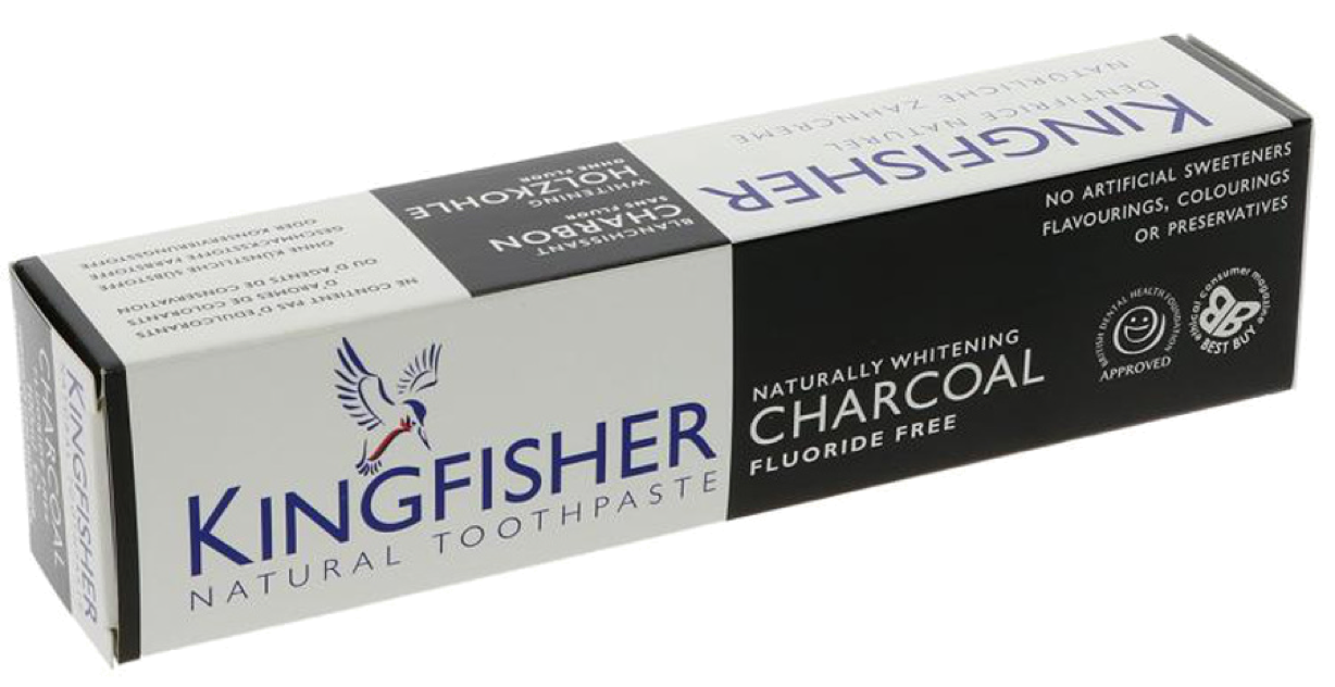 Kingfisher Toothpaste - Charcoal Naturally Whitening Fluoride Free Toothpaste (100ml)