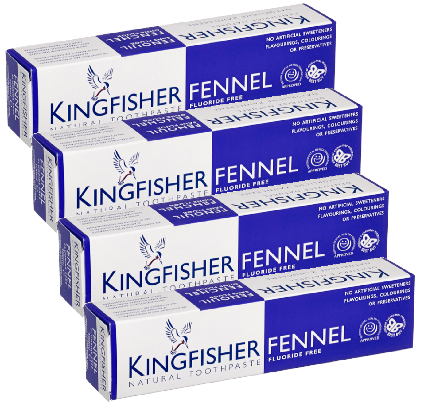 Kingfisher Toothpaste - Fennel Fluoride Free Toothpaste (100ml) - Pack of 4