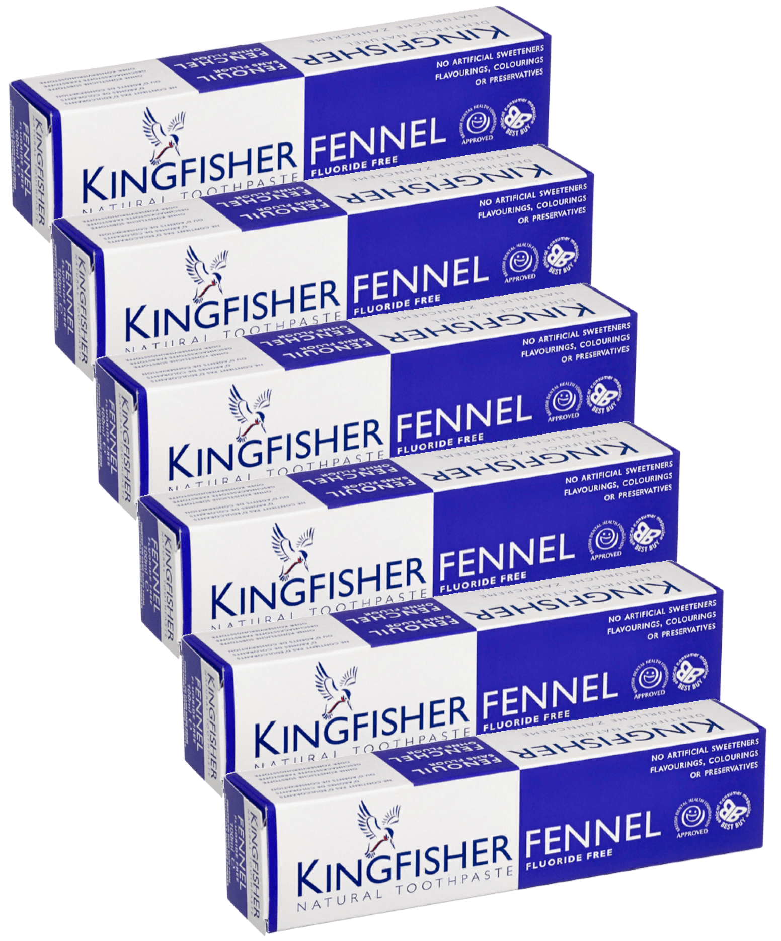 Kingfisher Toothpaste - Fennel Fluoride Free Toothpaste (100ml) - Pack of 6