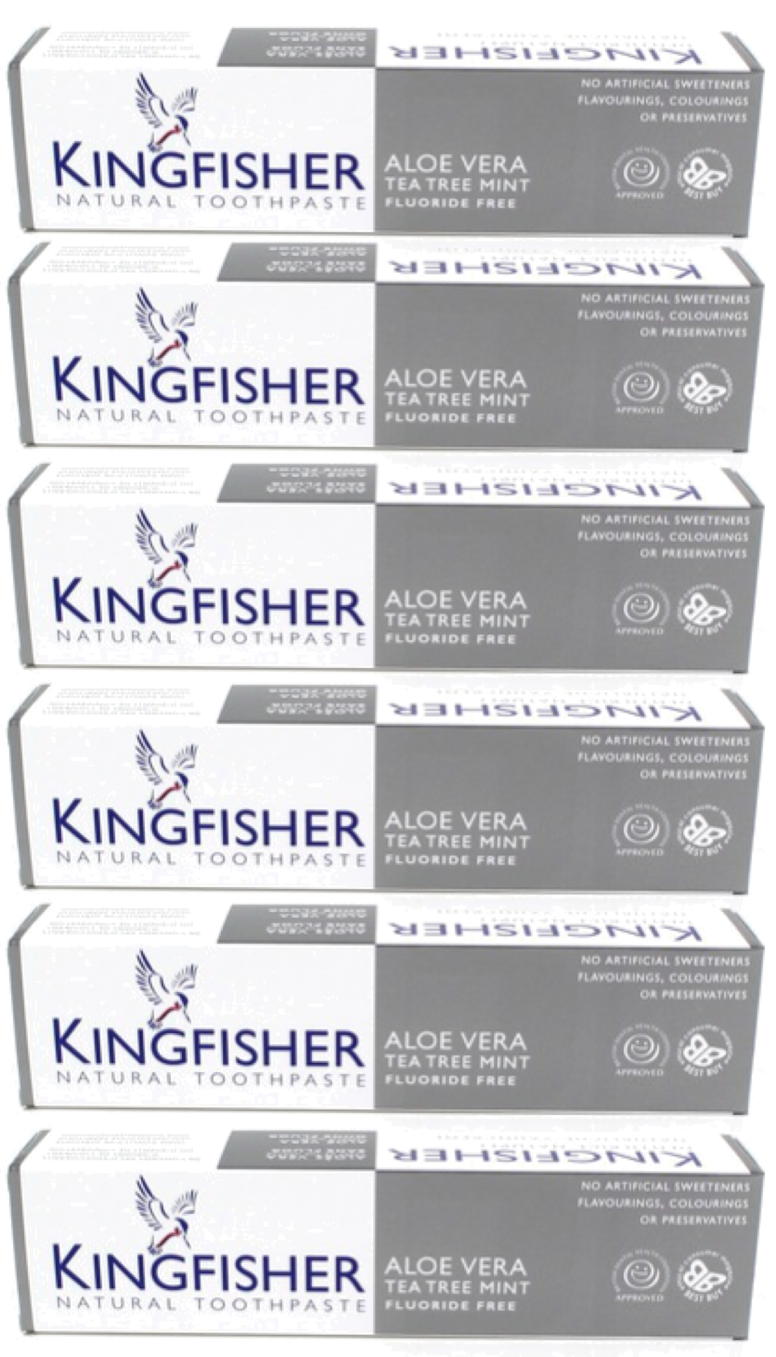 Kingfisher Toothpaste - Aloe Vera Tea Tree Mint Fluoride Free Toothpaste (100ml) - Pack of 6