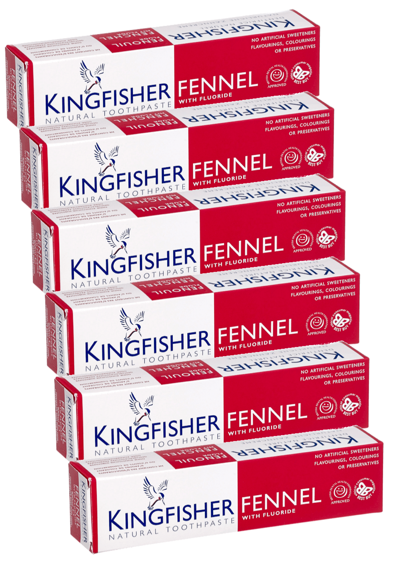 Kingfisher Toothpaste - Fennel with Fluoride Toothpaste (100ml) - Pack of 6