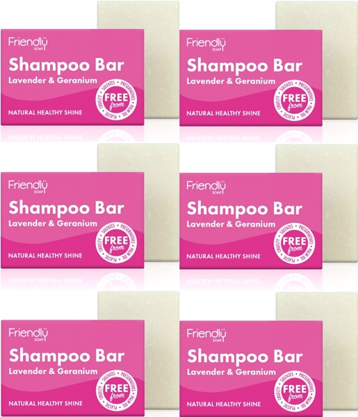 Friendly Soap - Shampoo Bar - Lavender & Geranium (95g) - Pack of 6