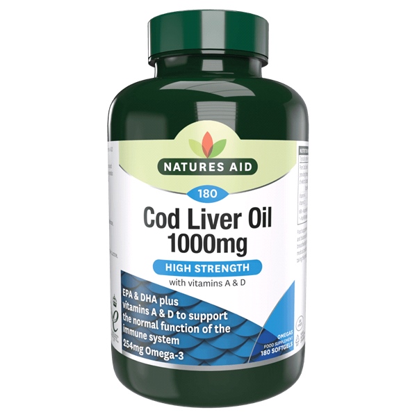 Natures Aid - Cod Liver Oil (High Strength) - 1000mg (180 Softgels)