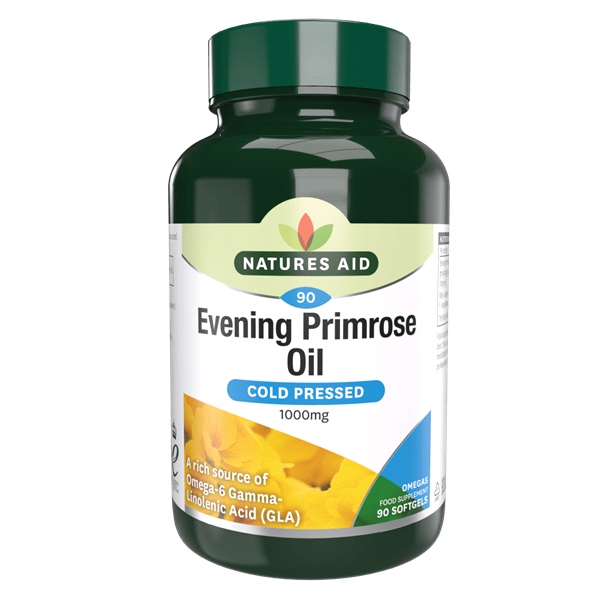 Natures Aid - Evening Primrose Oil - 1000mg (9-10% G.L.A.) Cold Pressed- 90 Softgels