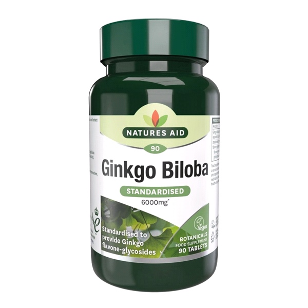Natures Aid - Ginkgo Biloba - 120mg (Equivalent to 6000mg of leaf)- 90 Tabs