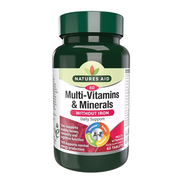 Natures Aid - Multi-Vitamin & Minerals without Iron- 60 Tabs