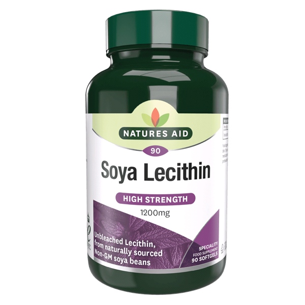 Natures Aid - Soya Lecithin (1200mg) - 90 Softgels - Helps maintain healthy cholesterol