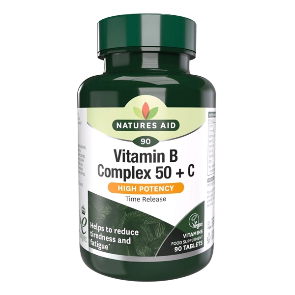 Natures Aid - Vitamin B Complex 50 + C High Potency (with Vitamin C) - 90 Tabs