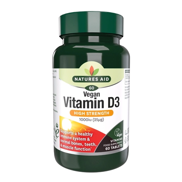 Natures Aid - Vitamin D3 1000iu (Vegan) - 60 Tablets