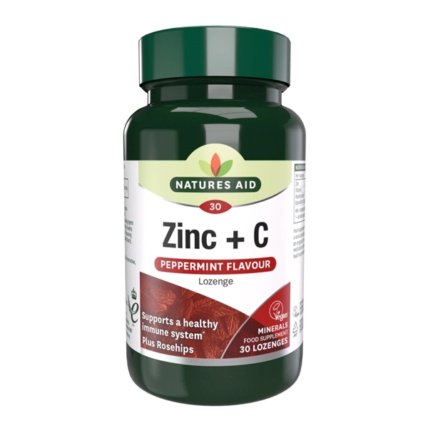 Natures Aid - Zinc Lozenges with Rosehip + Vitamin C (30 Lozenges)