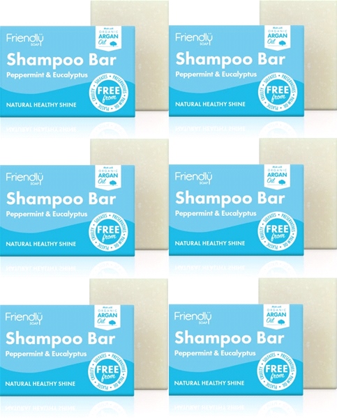 Friendly Soap - Shampoo Bar - Peppermint & Eucalyptus (95g) - Pack of 6