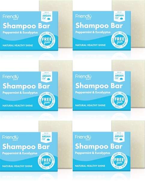 Friendly Soap - Shampoo Bar - Peppermint & Eucalyptus (95g) - Pack of 6