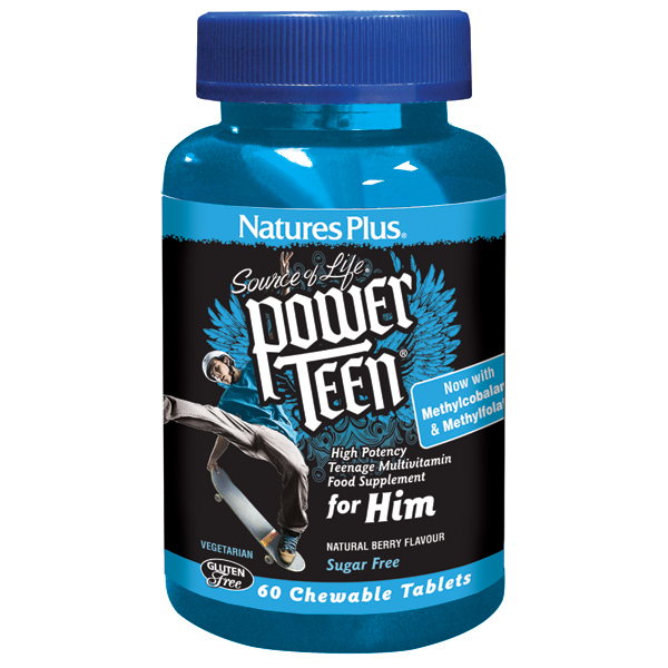 Natures Plus - POWER TEEN® For Him Chewable Multi - Wild Berry (60 Chewable Tablets)