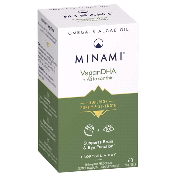 Minami Nutrition - VeganDHA + Astaxanthin Omega-3 Algae Oil (60 Softgels) - Get the benefits of DHA, without compromise