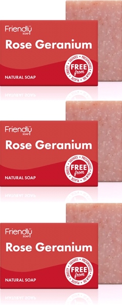 Friendly Soap - Rose Geranium Soap (95g) - Pack of 3
